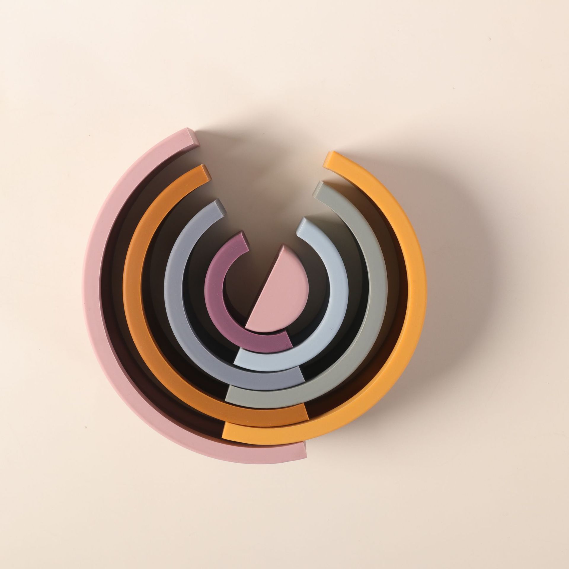 硅胶彩虹圈云朵拱形积木叠叠乐套圈儿童趣味七彩积木玩具颜色认知详情7