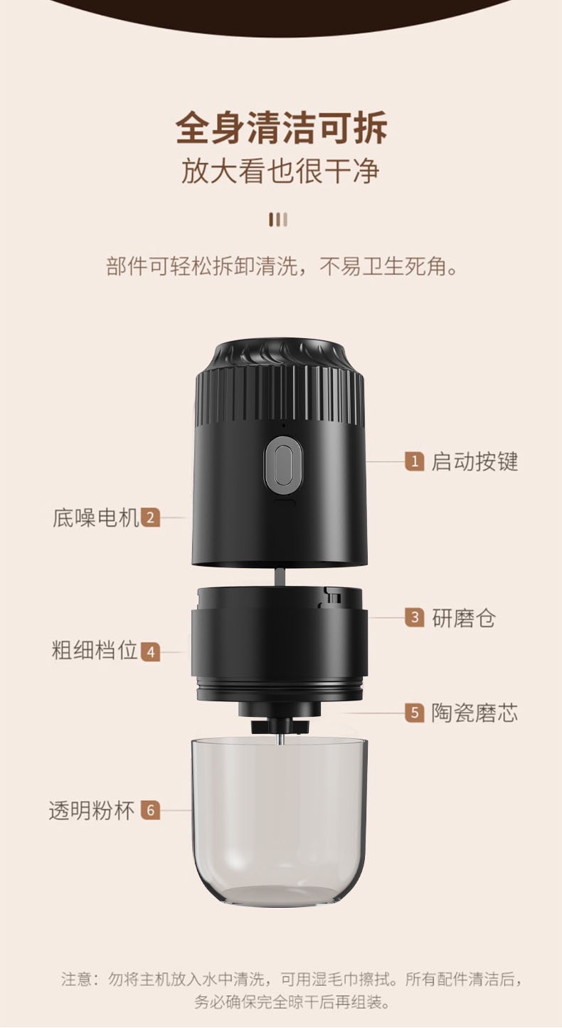 Cross-border hand-ground coffee machine, small household electric grinder, portable coffee bean grinder, electric coffee machine pic 20
