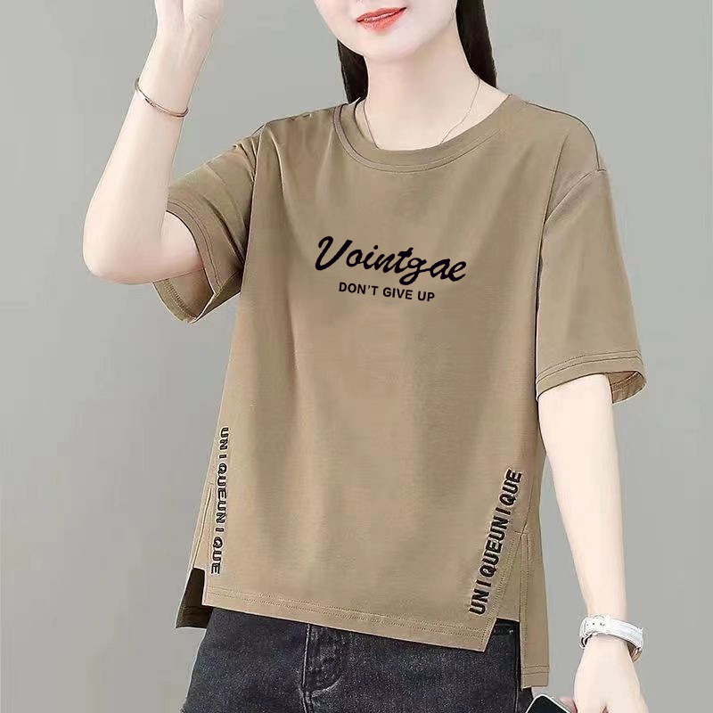 100%纯棉短款短袖t恤女夏季2024年新款时尚宽松小衫上衣体恤夏装详情10