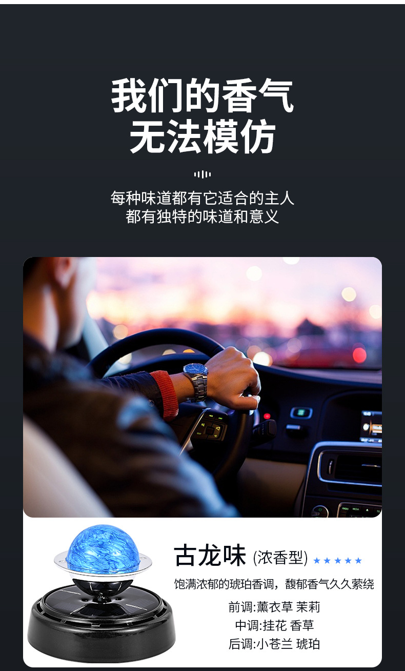 跨境批发星球太阳能车载香水汽车香薰旋琳琅彩星球香薰摆件淡香详情12