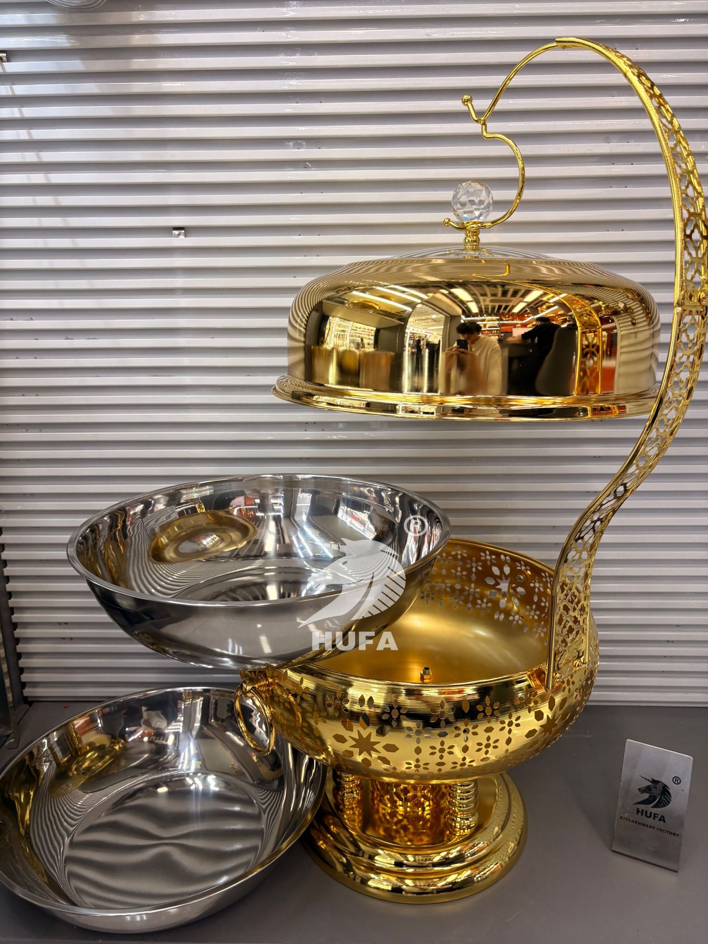 Cross-border luxury golden lace hanging stove, dining stove, alcohol stove, hotel insulated stove, Chafing Dish pic 20