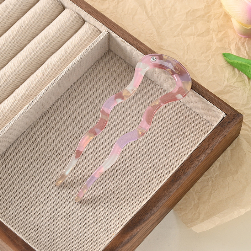 时尚简约u型发簪女高级感醋酸发簪 古风簪子丸子头盘发钗簪子头饰详情4