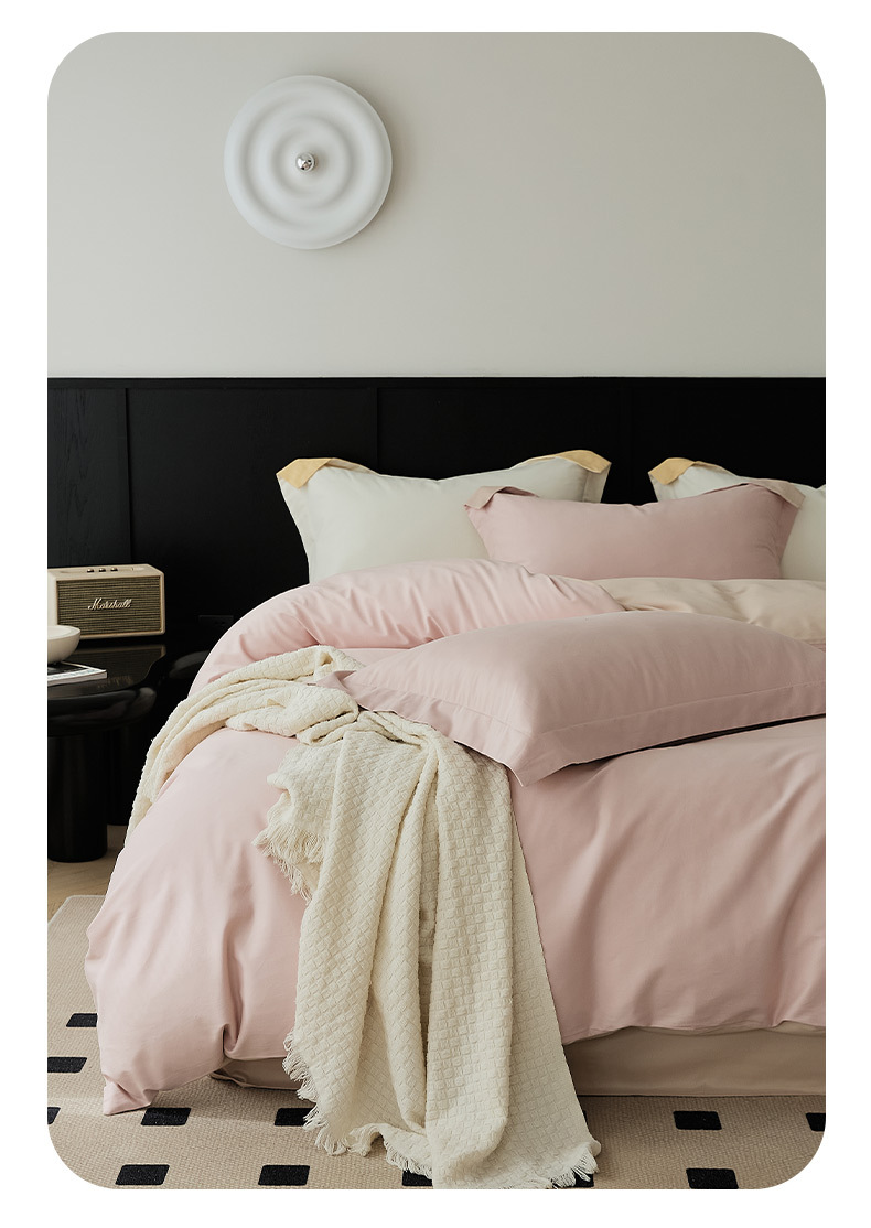 Simple 100s Xinjiang long-staple cotton brushed four-piece set for autumn and winter, all-cotton super soft thickened warm bedding pic 7
