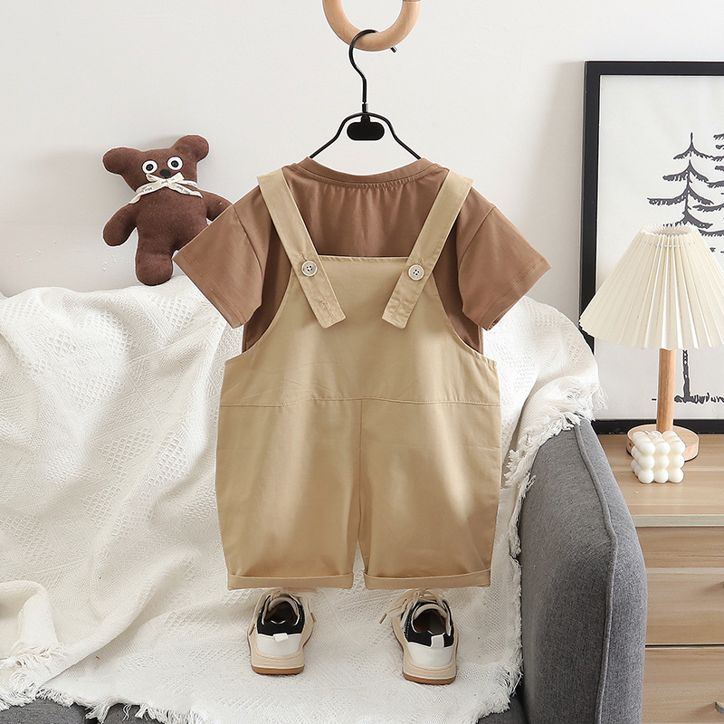 Traje de manga corta de algodón para niños camiseta de verano para niños para niñas shorts para bebés ropa de verano al por mayor pic 4