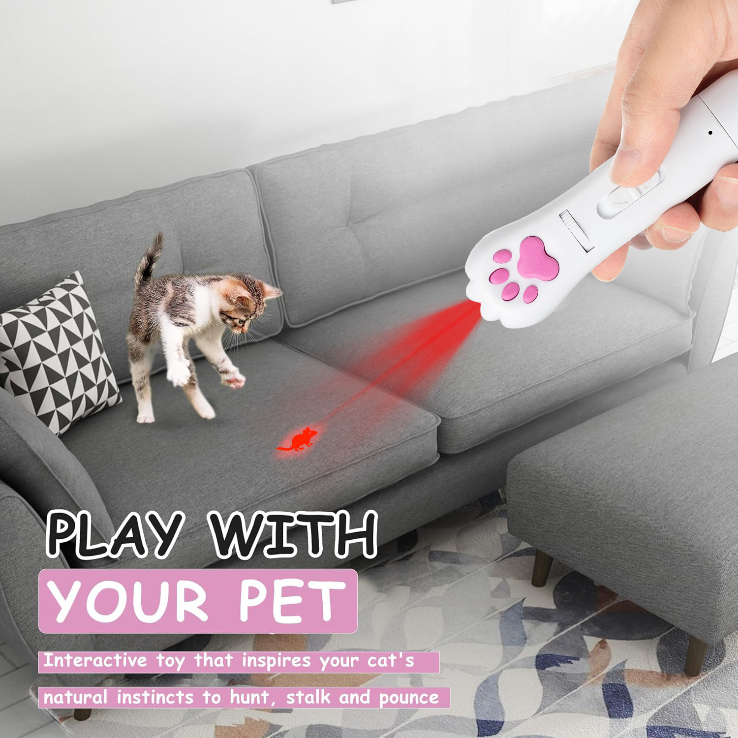 Cat toy laser pen, cat toy stick, infrared and ultraviolet flashlight, usb charging projection, cat toy pen, pet projection pic 1