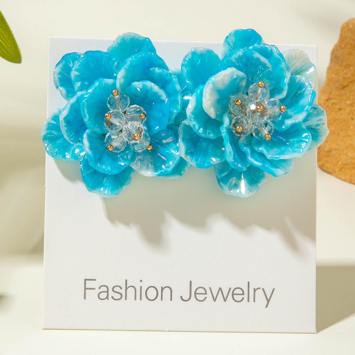 亚马逊跨境清新甜美彩色树脂花瓣花朵耳钉气质多巴胺 耳环耳饰女详情77