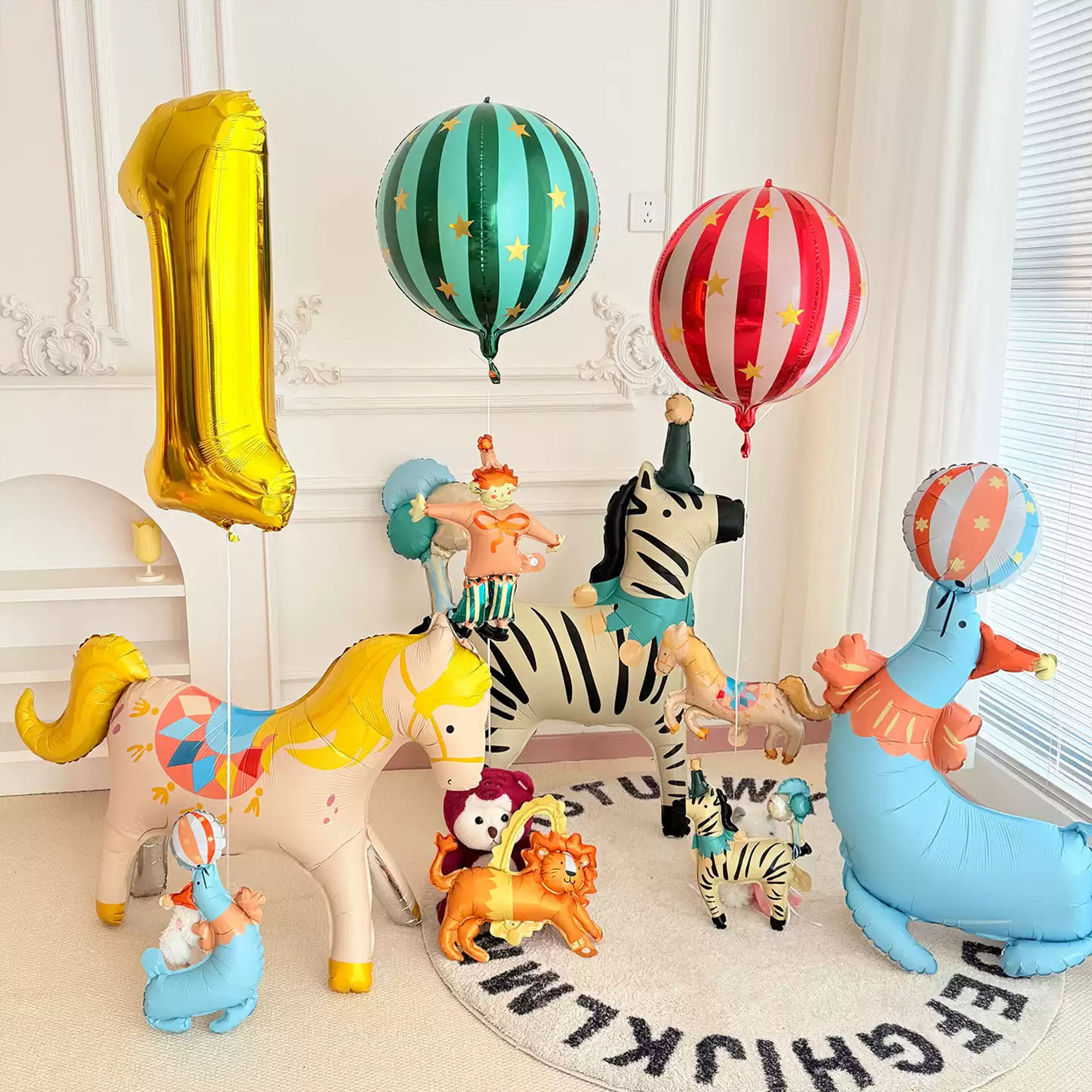 卡通动物大号迷你马戏团气球生日装饰场景布置幼儿园儿童派对气球详情2
