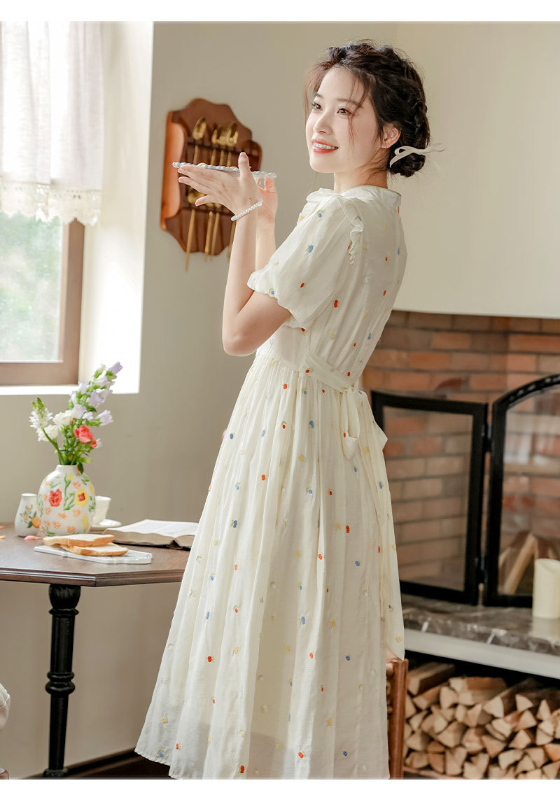 Improved cheongsam, new Chinese-style retro button-up, petite puffed-sleeve dress for women, summer long dress for export pic 16