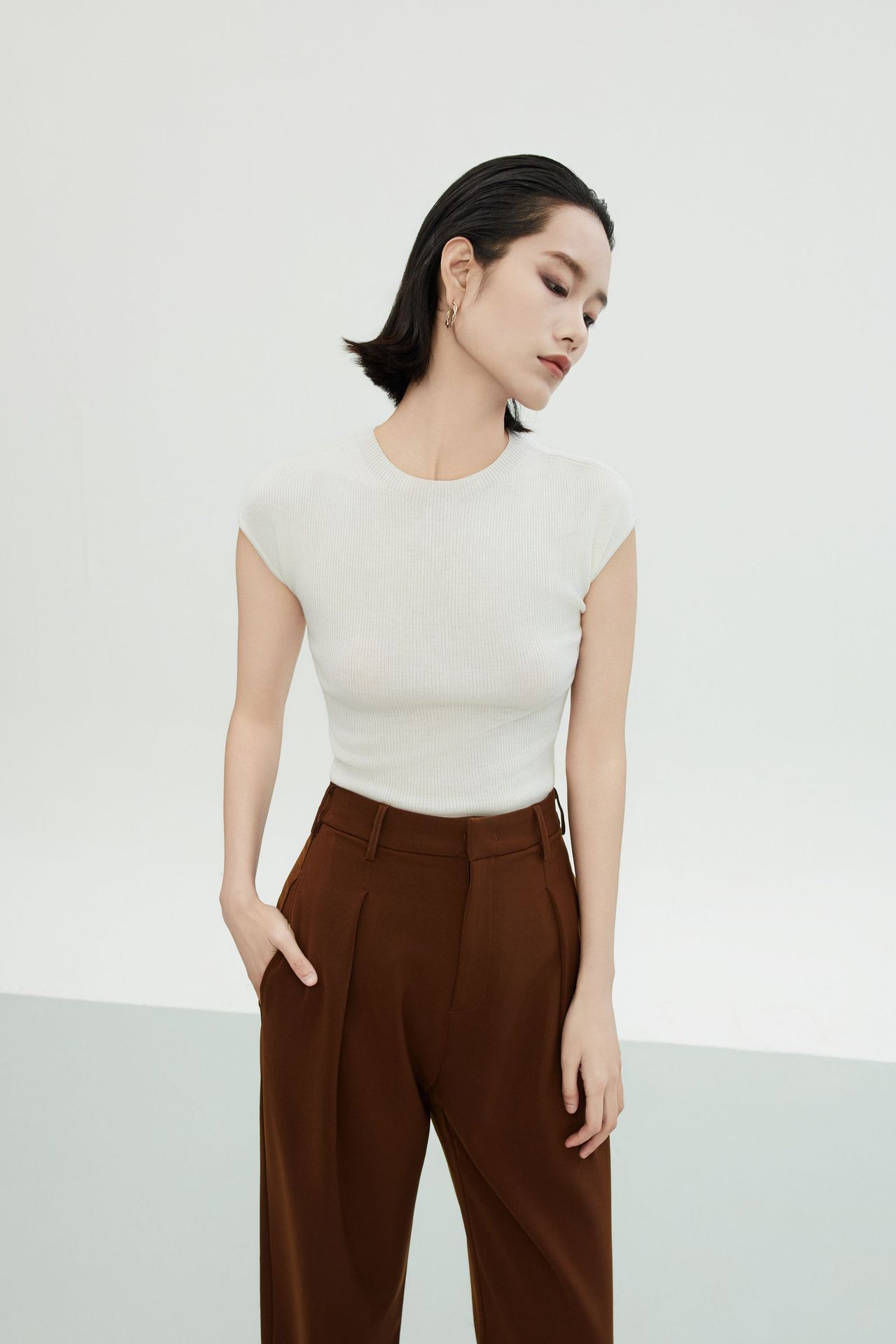 白露版型巨好无缝短袖针织衫半袖打底上衣圆领T恤女羊毛衫修身详情24