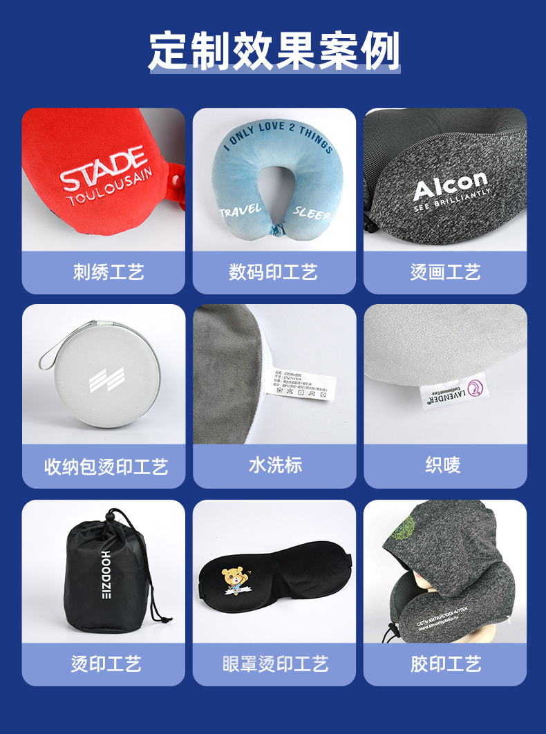 Wholesale memory foam U-shaped pillows, portable travel neck pillows, U-shaped neck pillows for planes, cars, high-speed trains, and naps pic 2