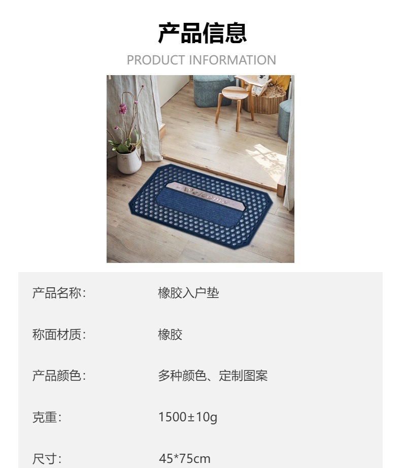 Classic European-style villa entrance rubber floor MATS, natural rubber door foot MATS, anti-slip, wear-resistant and dirt-resistant door MATS for home foyer decoration pic 1