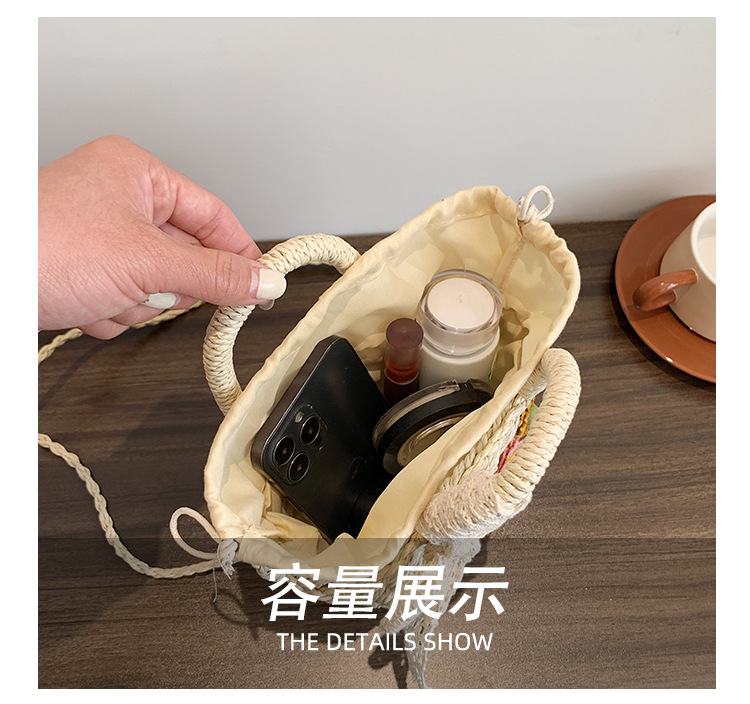 手工编织包包女2024新款潮草编沙滩包女ins日系少女单肩手提包女详情5