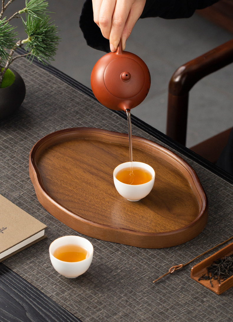 中式餐厅上菜加厚竹制餐托盘不规则大小号糕点盘放茶杯水壶茶托盘详情5