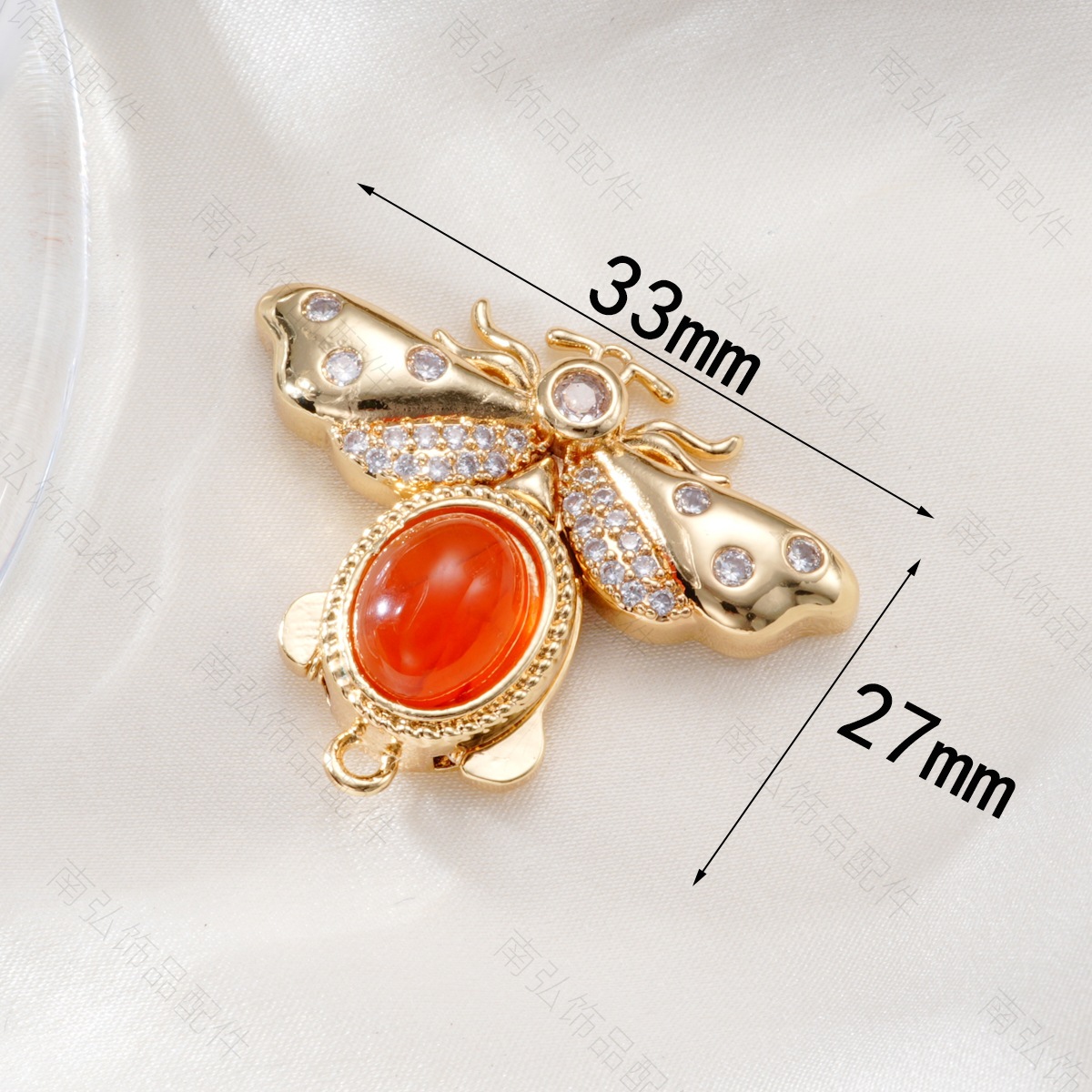 Copper-plated 18k color retention micro-inlaid zircon red agate insect bracelet, pearl necklace, clasp, DIY jewelry accessories pic 4