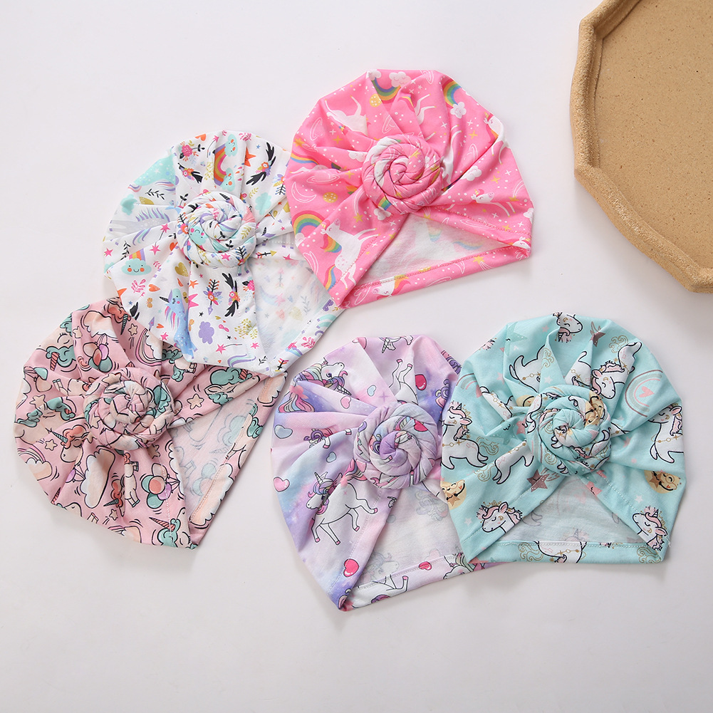 外贸新款独角兽印花印度帽宝宝胎帽欧美甜甜圈无骨帽厂家现货批发详情17