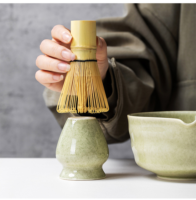 抹茶茶具套装抹茶色四件套六件套亚马逊爆款日式茶筅百本立抹茶碗详情7