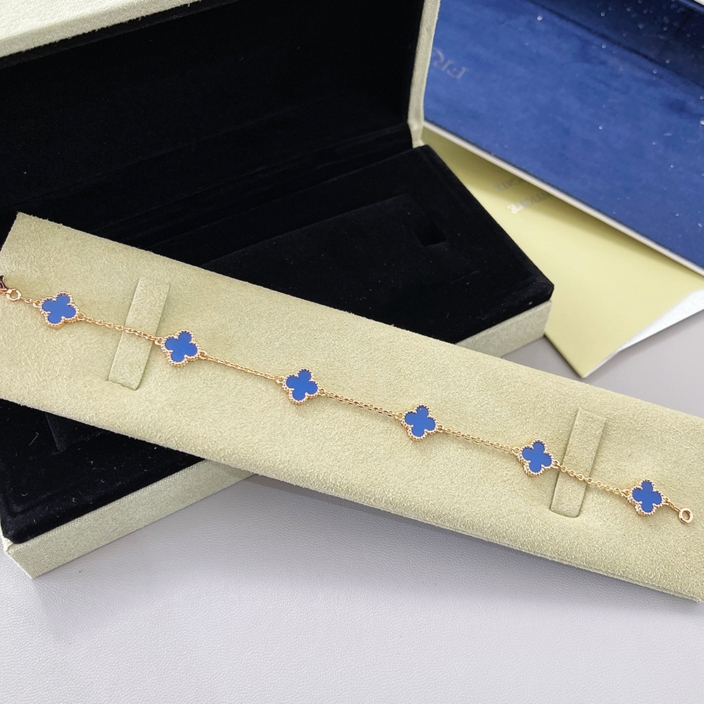 v金高版本厚镀18k金迷你五花六花四叶草手链不掉色高级感红玛瑙详情35