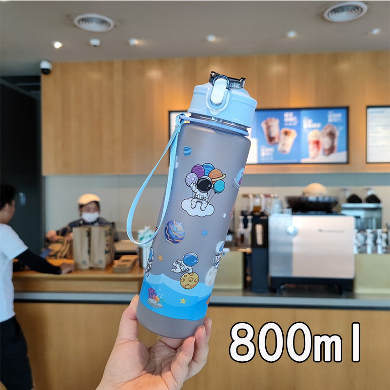 夏季卡通太空人磨砂水杯弹跳盖吸管杯便携提绳PC塑料杯宇航员水瓶详情7