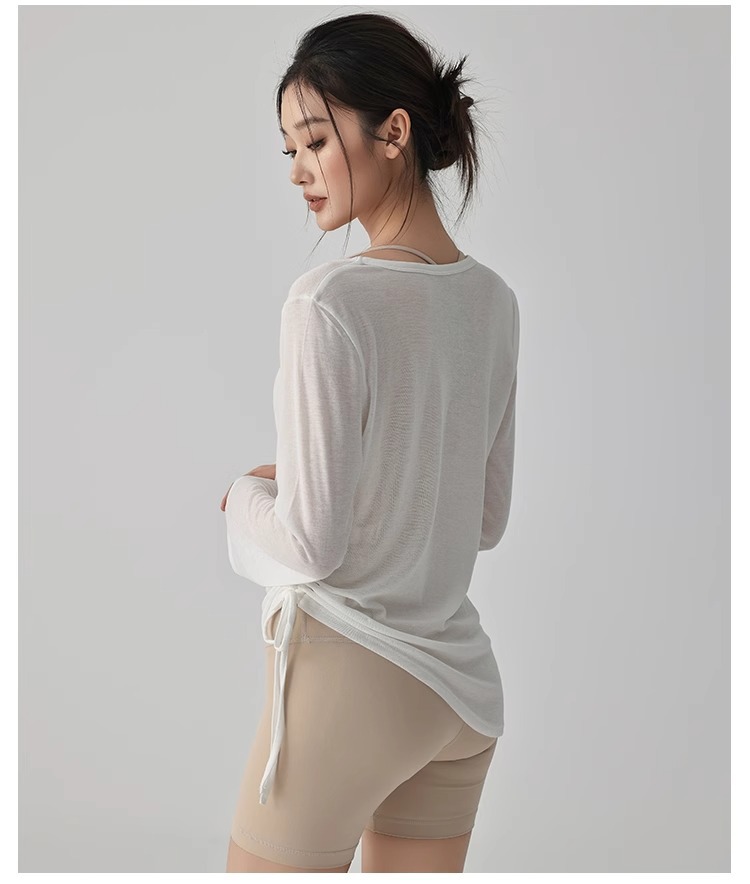 Summer yoga sun protection blouse for women, a laid-back style that slimming the figure, a thin and loose fitness yoga wear for women, short-sleeved T-shirt pic 18