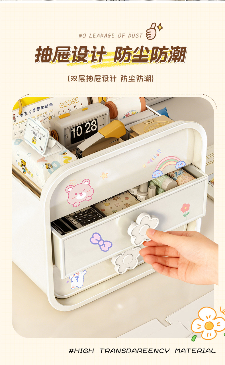 Drawer-type desktop storage box, multi-layer clutter organization box, office workstation, student desk, multi-functional storage rack pic 7