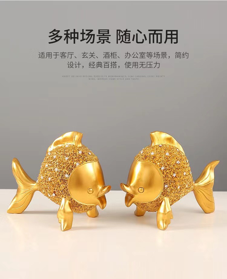 Every year, there are fish-bringing wealth ornaments. The light luxury entrance hall, living room, TV cabinet, wine cabinet, and office desk decorations are all exquisitely handcrafted pic 4