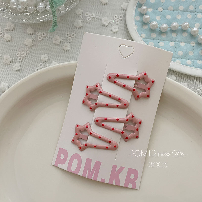 Spring new pink polka dot bb clips for children, sweet lacquered five-pointed star baby bangs clips for girls pic 6