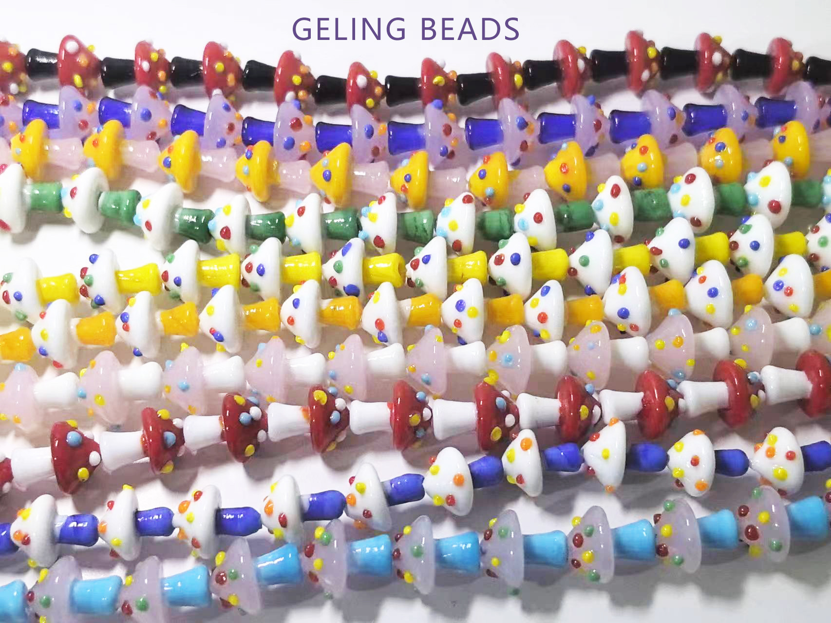 精美古法灯工香灰琉璃蘑菇耳环项链手链手机链斜挎链DIY饰品配件详情1