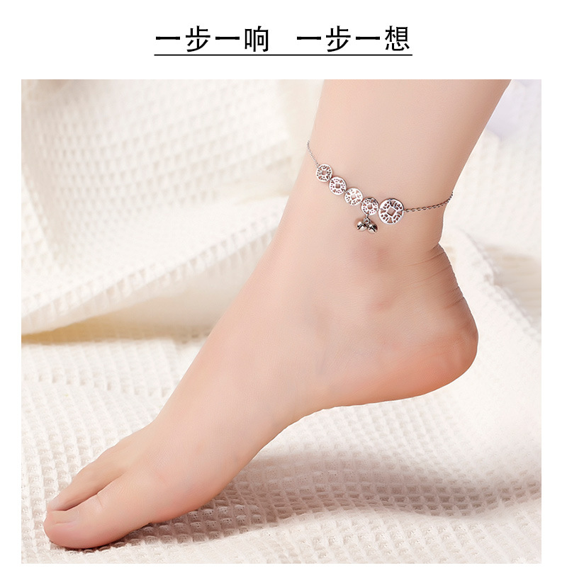 新款夏季铜钱铃铛脚链女孩高级感纯银s925小众简约饰品学生送闺蜜详情7