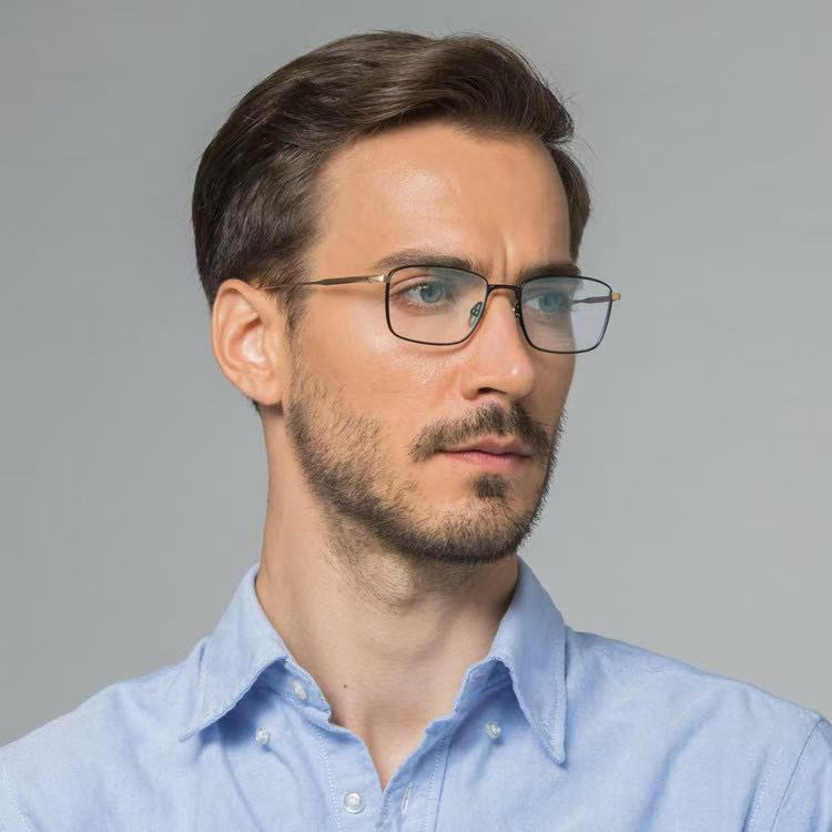 超轻纯钛近视眼镜LEX商务超轻银丝镜框钛架复古方框眼镜框镜架男详情5