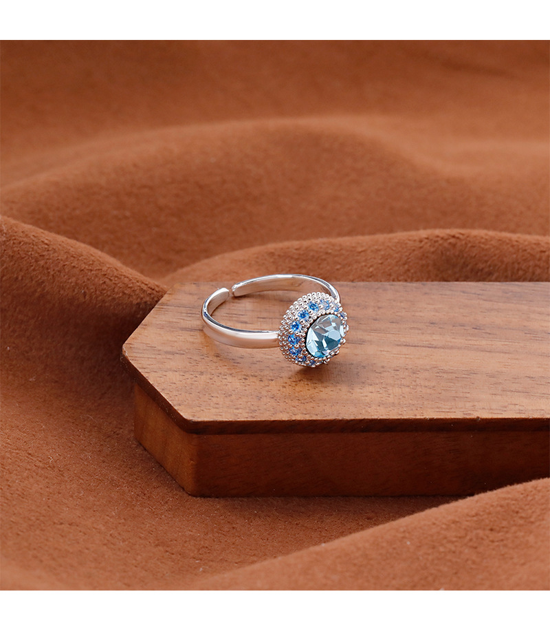 Hyacinth ligero extravagancia superflash azul marino anillo con diamantes mujer 2025 shake yin boom estilo anillo moda temperamento alto sentido anillo abierto pic 8