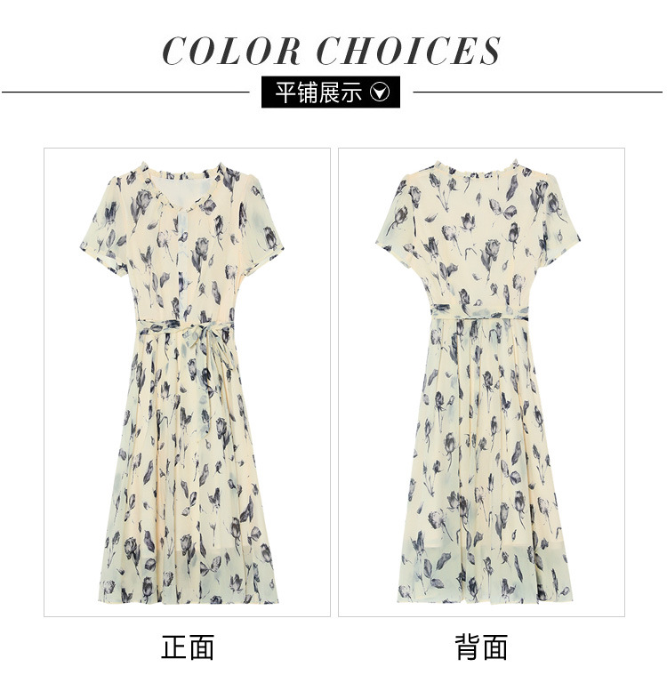 夏季短袖连衣裙女2025新款夏季爆款女装气质碎花裙雪纺中长款裙子详情13