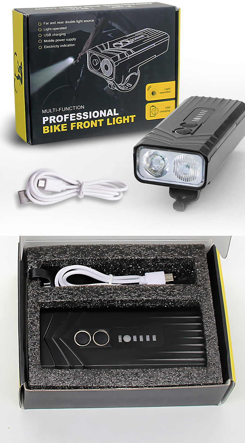 New smart sensor bicycle light, mountain bike high-brightness dual-bead headlight, outdoor cycling power bank lighting pic 7