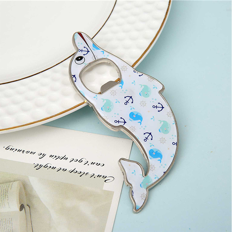 开啤酒瓶盖神器开瓶器瓶起子冰箱贴海豚可爱自粘磁贴创意纪念详情6