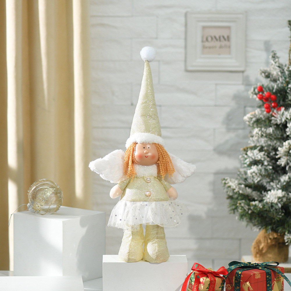 跨境圣诞节卡通玩偶节日橱窗摆件带翅膀小天使布艺毛绒娃娃批发详情6