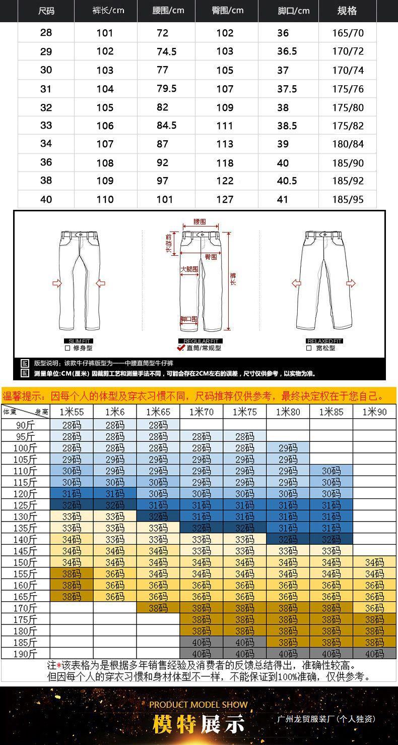 龙贸牛仔裤男士新唐直销直筒宽松大码休闲青年商务工作耐磨长裤子详情2