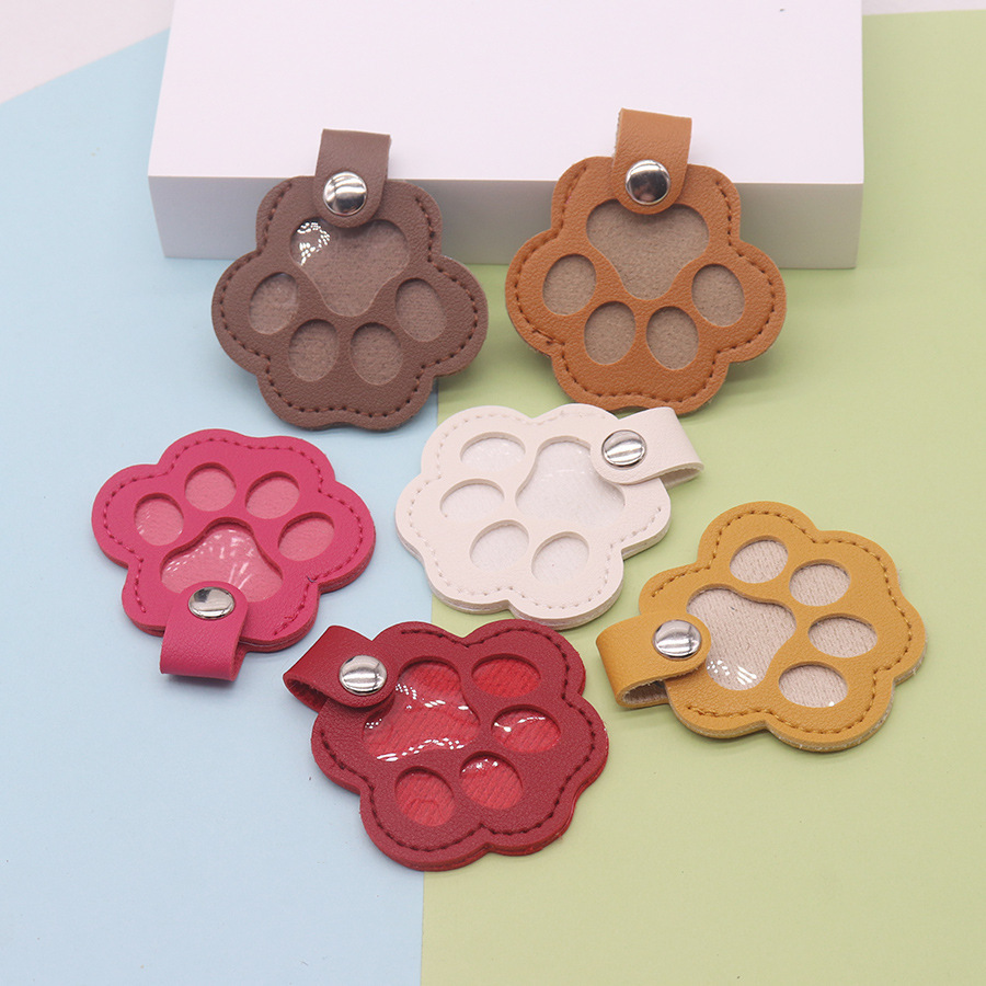 Paw print cat commemorative plate, popular pet dog hair portable keychain pendant, PU hair tag storage bag for pets pic 7
