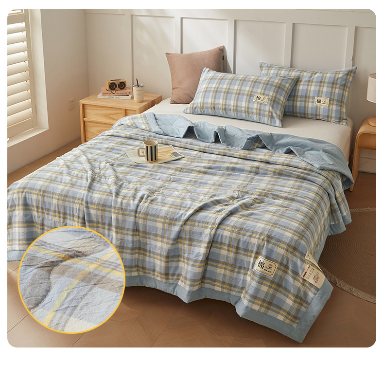 A类新疆棉花被子色织夏季空调被芯宿舍单人夏凉被批发纯色薄被子|详情18