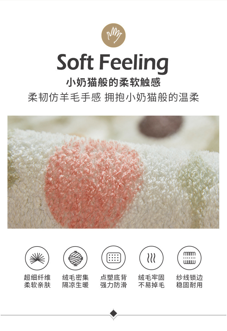 跨境卡通仿羊绒地毯卧室床边毯耐脏易打理防滑垫家用长条隔凉床前地垫购买优质手工打结地毯地毯，定制设计和颜色可选地板装饰用途详情8
