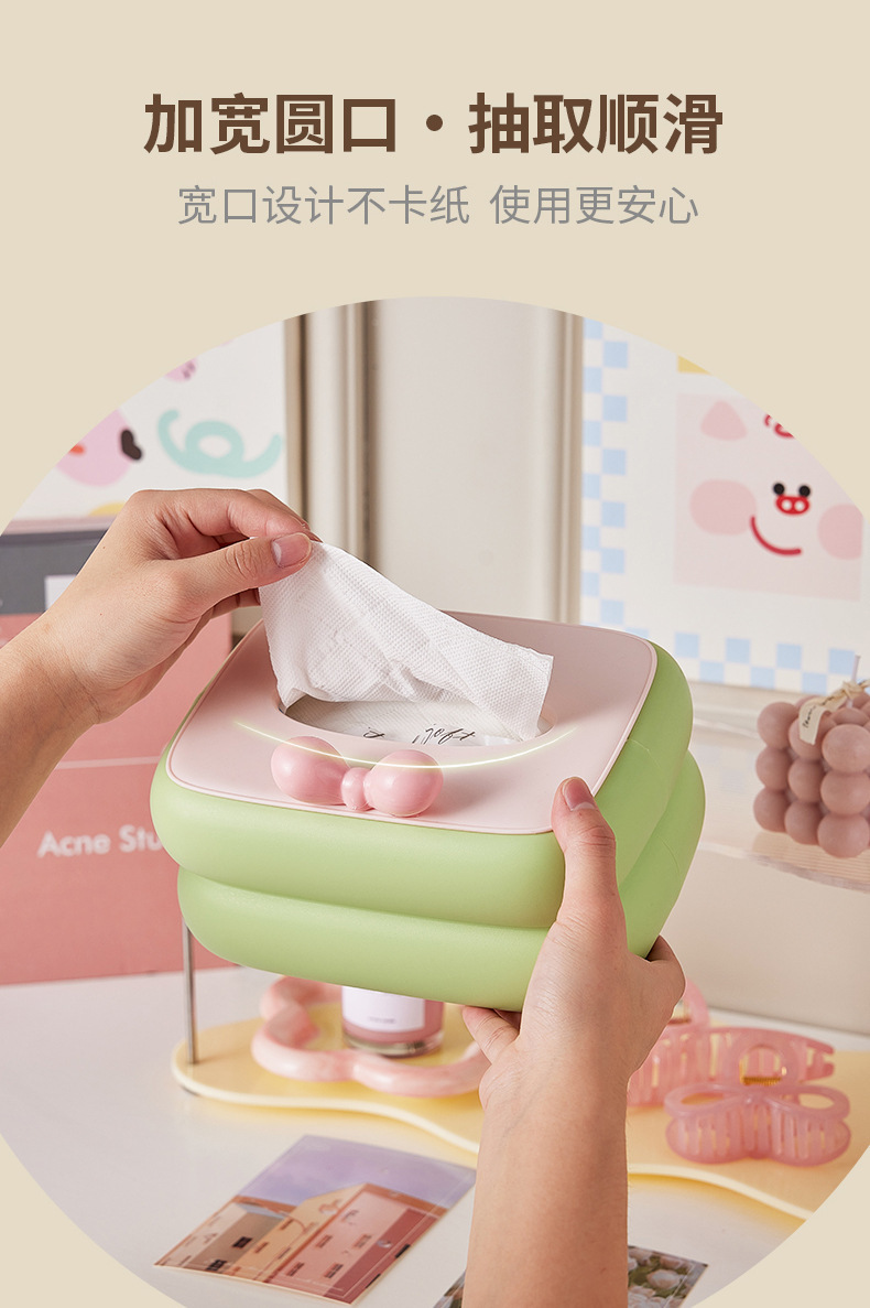 Creative and high-end dopamine tissue box, living room napkin box, desktop coffee table storage, cute tissue box pic 3