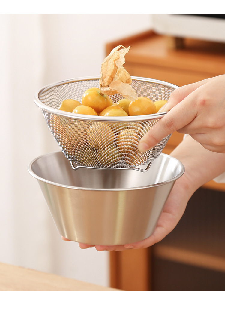 304 stainless steel mini draining basket set, vegetable and fruit washing basin, rice washing basin, filter basket, meal preparation basin, cooking bowl - a perfect tool pic 18
