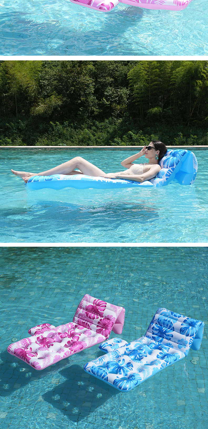 Cross-border exclusive leaf water lounge chairs, single hole floating pads, floating beds, adult inflatable floating rafts in stock for wholesale pic 10