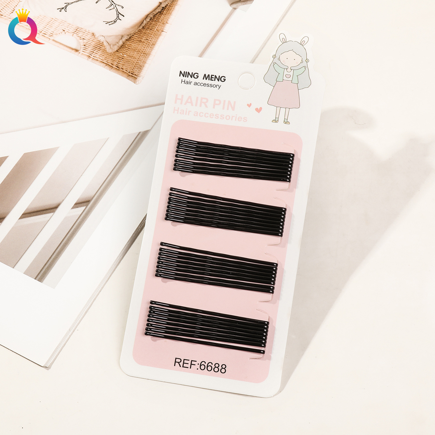 Wholesale of Qiyue Classic black straight clips, durable lacquered hair clips, braided hair clips, broken hair bangs clips and side clips pic 82