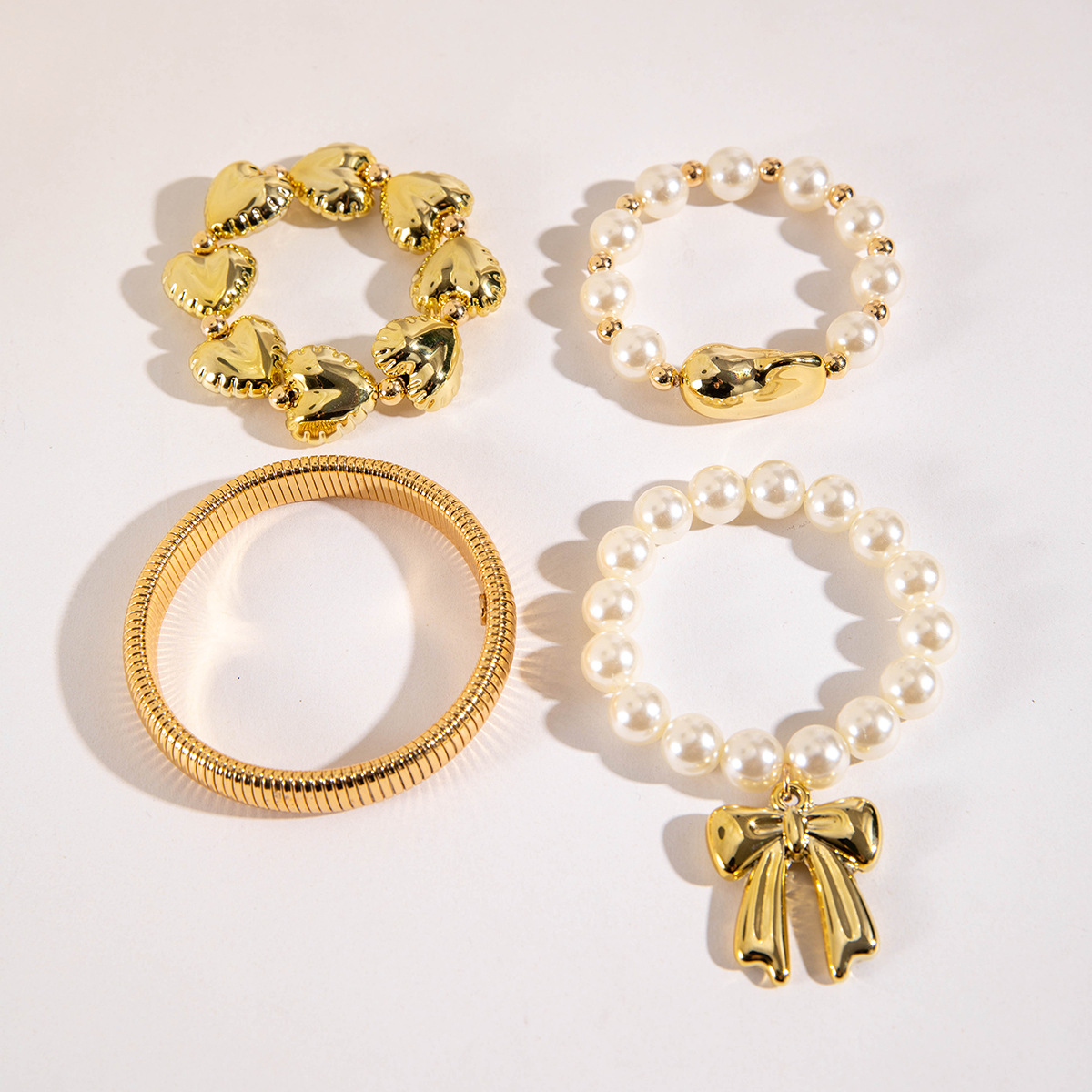 欧美跨境新款多层线条缠绕几何开口手镯套装朋克风波浪形串珠手链详情67