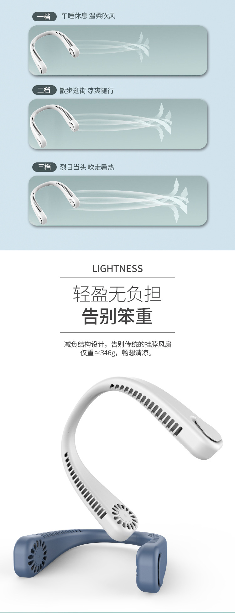 New type of neck-hanging fan, usb charging, lazy portable small fan, student office, sports bladeless neck-hanging fan pic 15