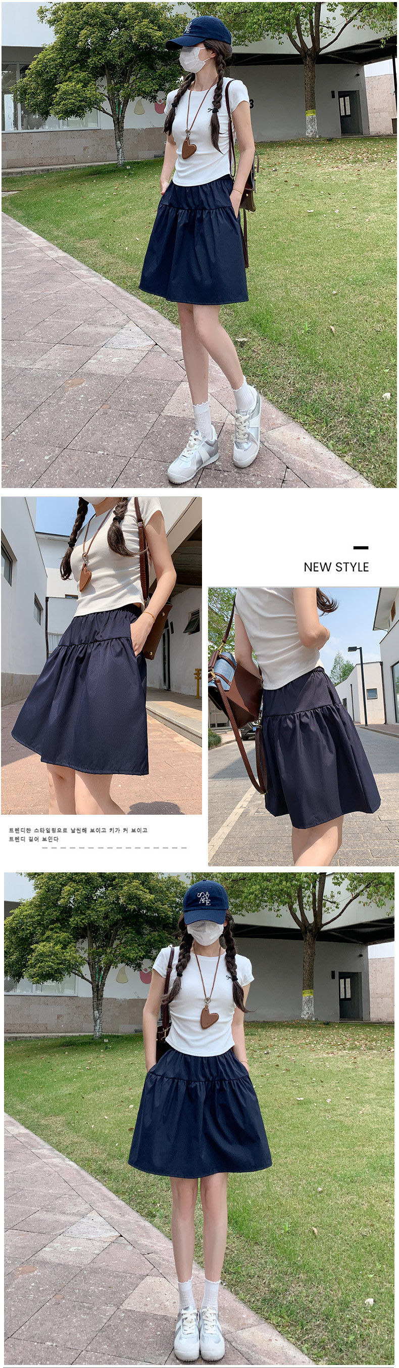 日系穿搭藏蓝色半身裙女夏季a字藏青色薄款短裙子夏日小个子半裙详情9