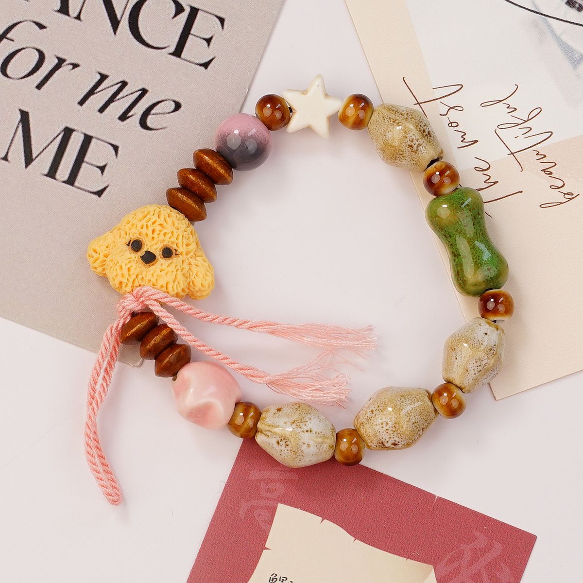 Jingdezhen original ceramic bracelet, cartoon teddy dog, cute summer best friend bracelet, live-streaming stall, wholesale supply pic 4