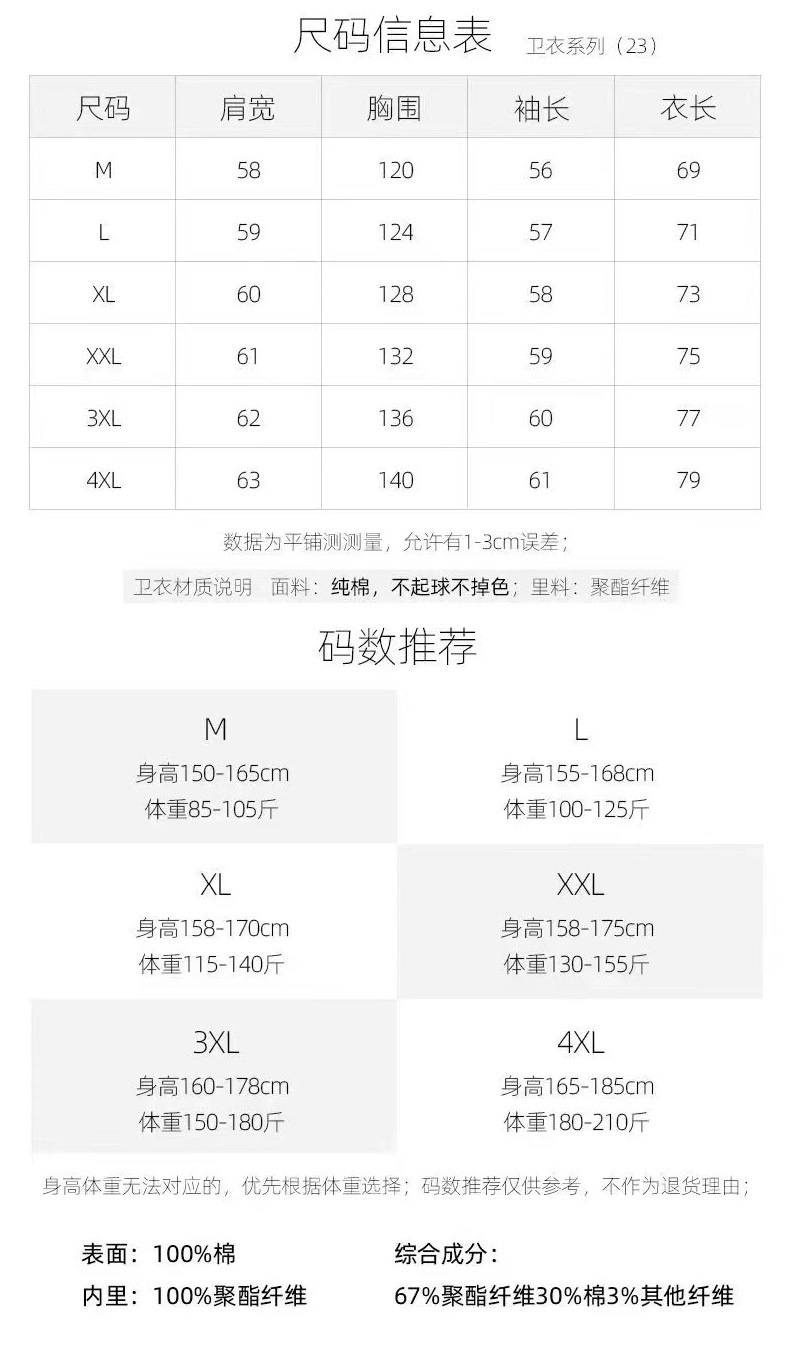 春秋薄款纯棉外套oversize大码宽松开衫卫衣ins胖mm上衣男女同款详情2