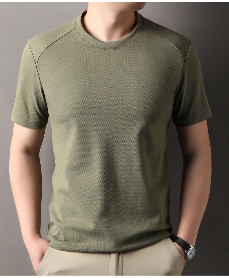 跨境大众圆领薄款纯色t恤男2025夏季新款时尚休闲透气男士短袖详情17