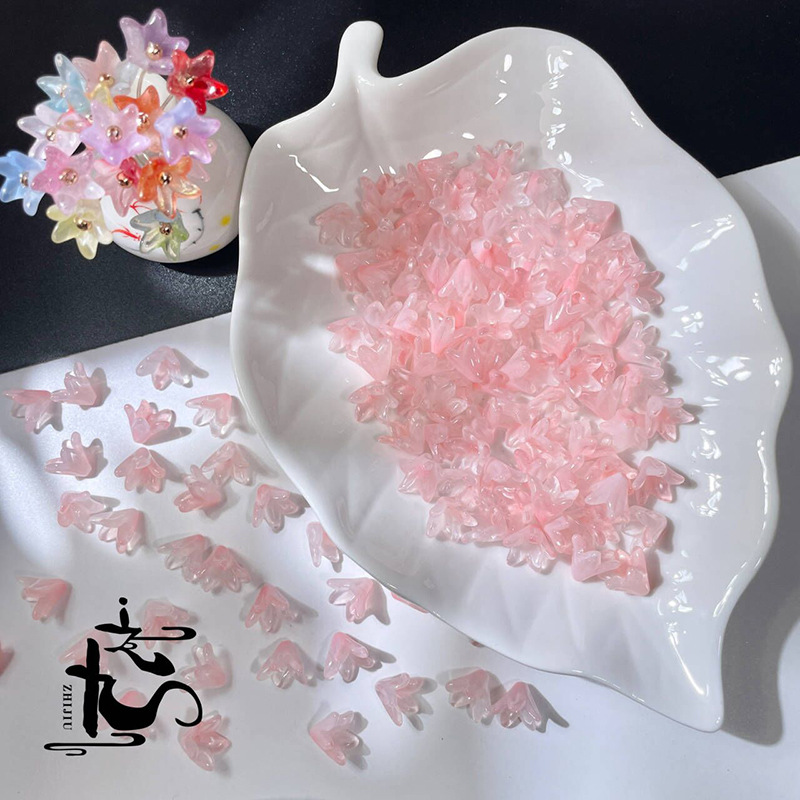 捷克琉璃百合花花瓣树叶子diy手工制作汉服头饰耳环古风发簪详情2