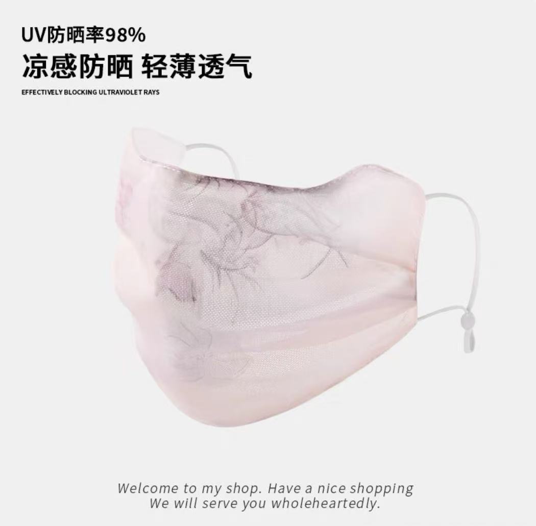  国潮防晒口罩女士 防紫外线可清洗防晒面罩透气保暖显脸小面纱女详情7